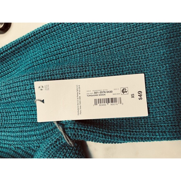 Liz Claiborne Womens NWT Turquoise Vneck Sweater Size XS - Picture 4 of 7